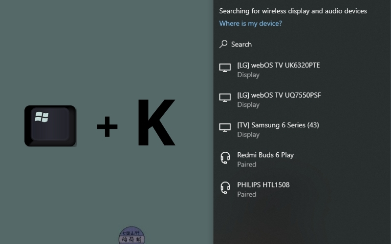Nhấn tổ hợp phím&nbsp;Windows + K&nbsp;để mở bảng điều khiển&nbsp;Connect