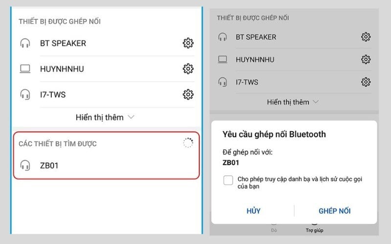 Quét thiết bị và hoàn tất kết nối