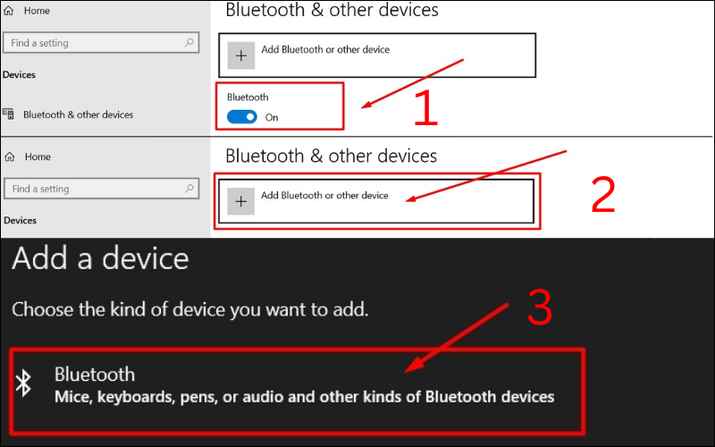 Click vào Add Bluetooth or other device, chọn Bluetooth