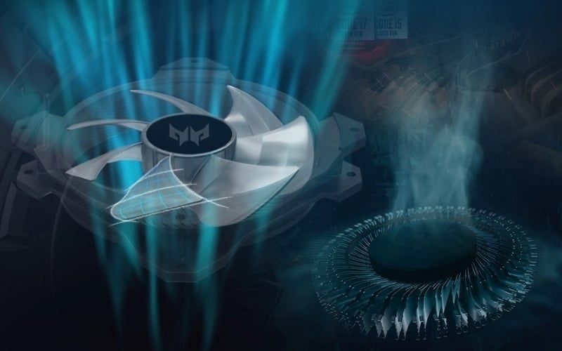 Acer dùng quạt AeroBlade 3D tối ưu gió, giảm ồn và làm mát hiệu quả khi tải nặng