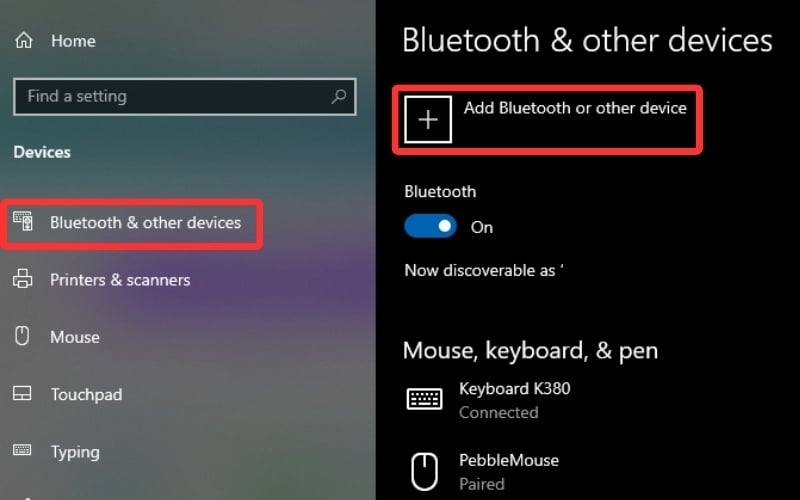 Chọn Add Bluetooth or other devices