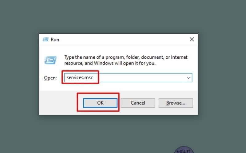 Gõ lệnh services.msc và nhấn Enter