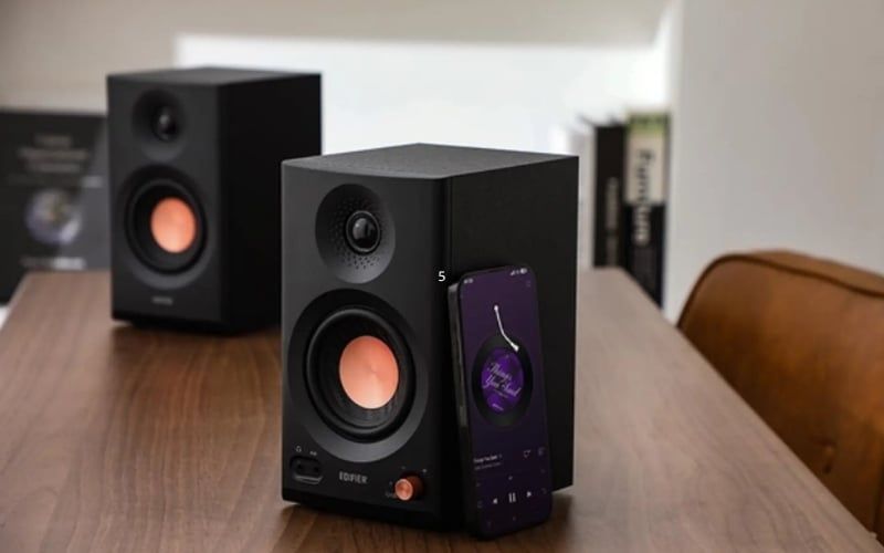 Loa 2.0 gồm 2 loa trái - phải, gọn nhẹ, đủ dùng nghe nhạc và làm việc cơ bản