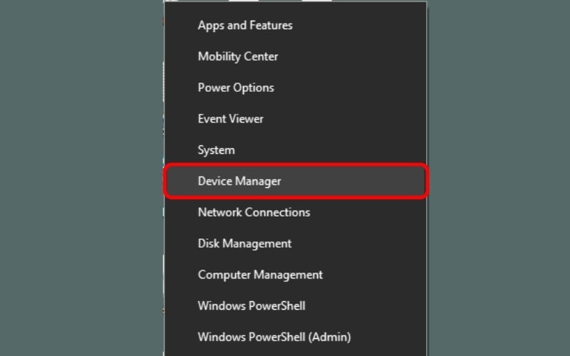 Nhấn chuột phải vào nút Start và chọn Device Manager