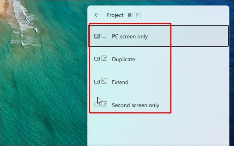 Nhấn tổ hợp phím Windows + P và chọn chế độ phù hợp
