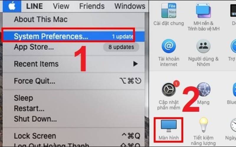 Truy cập&nbsp;System Preferences và chọn&nbsp;Displays