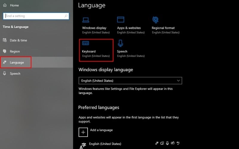 Chuyển layout bàn phím về English (US)