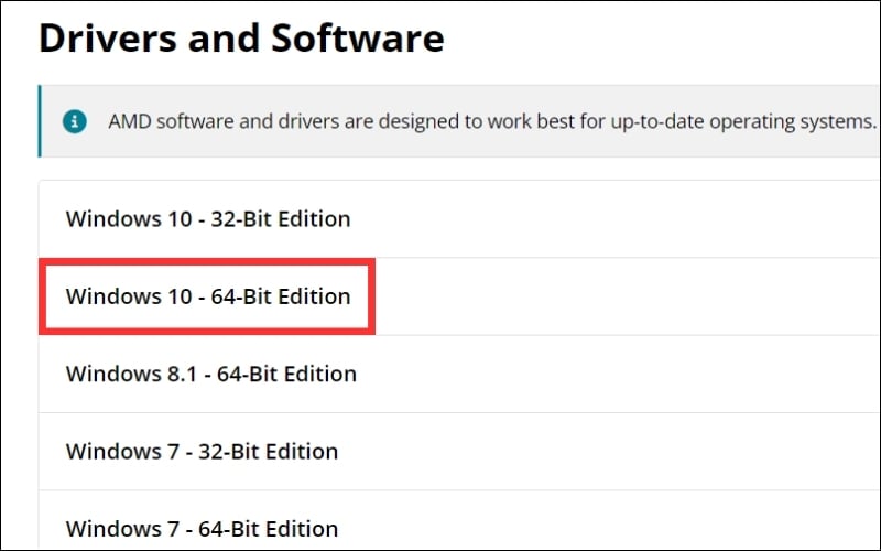 Chọn đúng hệ điều hành đang sử dụng