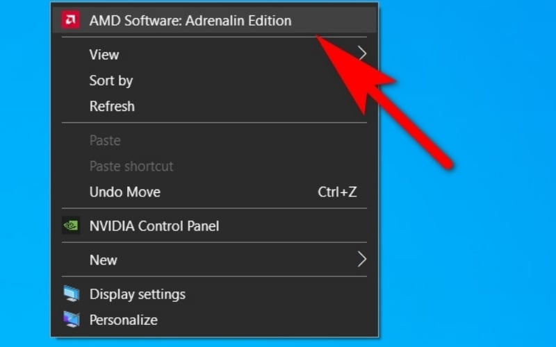 Chọn AMD Software: Adrenalin Edition trong màn hình Desktop