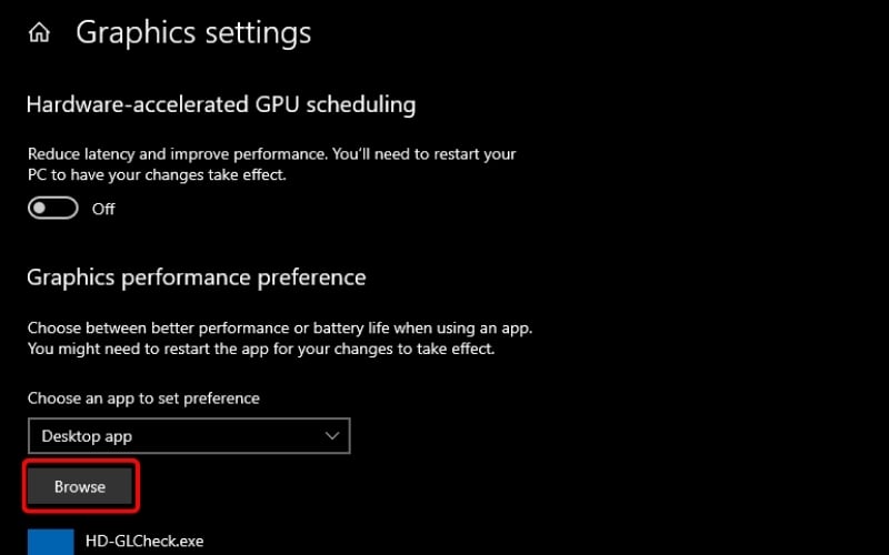 Chọn Browse để tìm đến file thực thi trong thư mục cài đặt