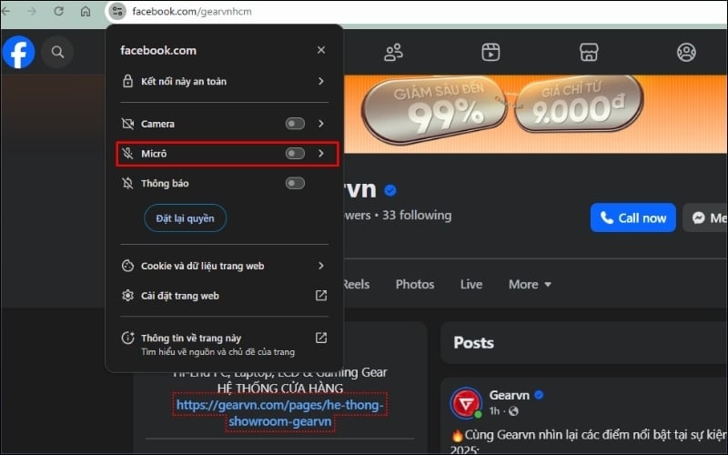 Tìm đến dòng Microphone (Micrô) và gạt công tắc sang trạng thái bật