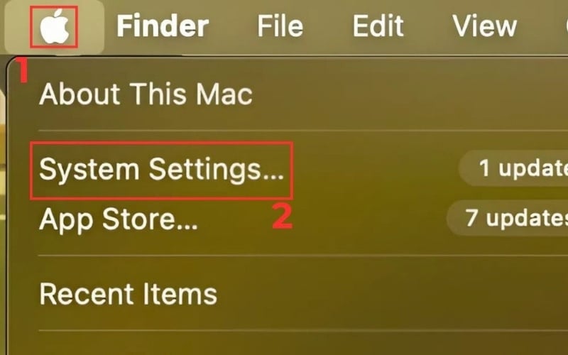 Nhấp vào logo Apple và chọn System Settings