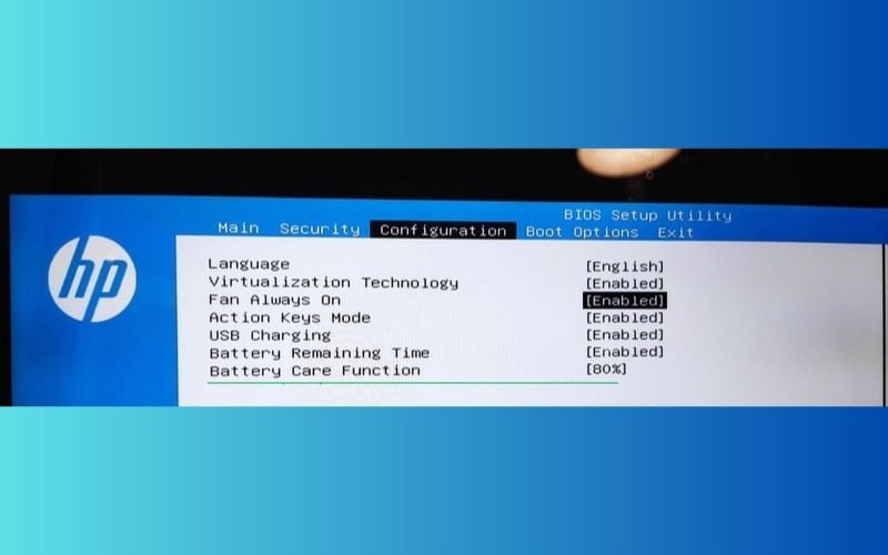 Cách giới hạn sạc pin laptop HP bằng cách thiết lập qua BIOS