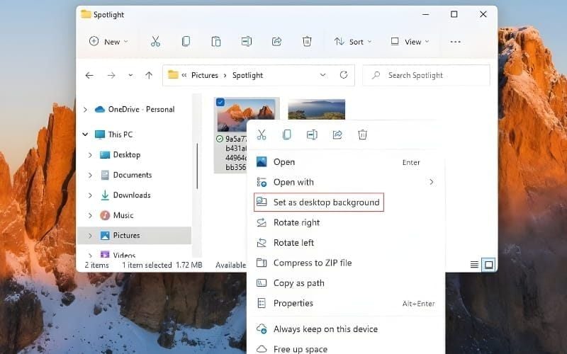 Cài hình nền laptop sử dụng ảnh có sẵn trong máy