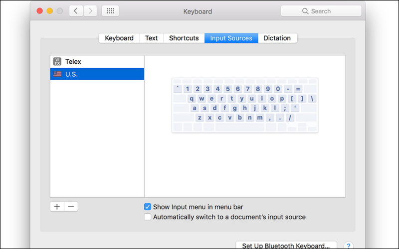 Thêm bộ gõ&nbsp;Vietnamese Telex và US