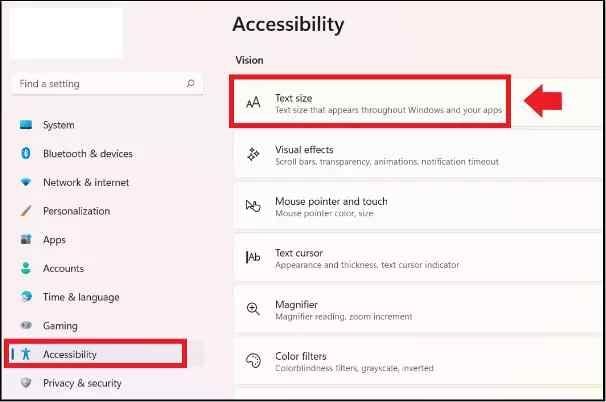 Chỉ điều chỉnh kích thước văn bản (Text Size)