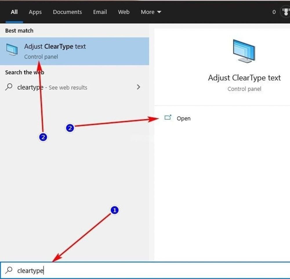 Lỗi chữ bị mờ hoặc răng cưa (ClearType Text)