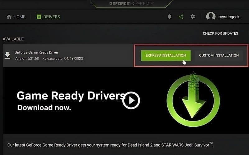 Chọn Update driver để cập nhật driver card đồ họa