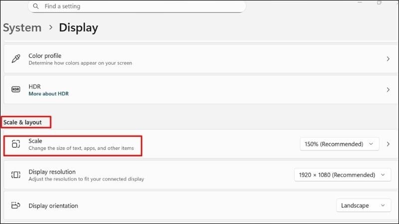 Tiếp theo, bạn kiểm tra mục Scale and layout