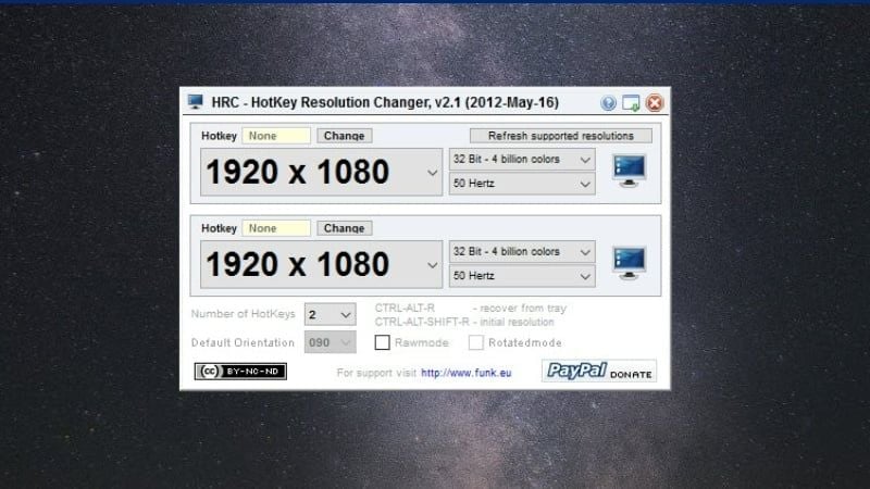 Sử dụng phần mềm HRC (Hotkey Resolution Changer)