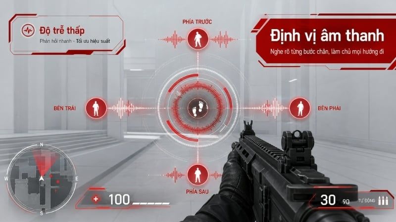 Game thủ nên ưu tiên tai nghe độ trễ thấp, âm thanh định vị tốt