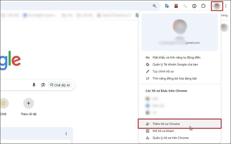 Chọn Thêm hồ sơ Chrome để đăng nhập hồ sơ mới