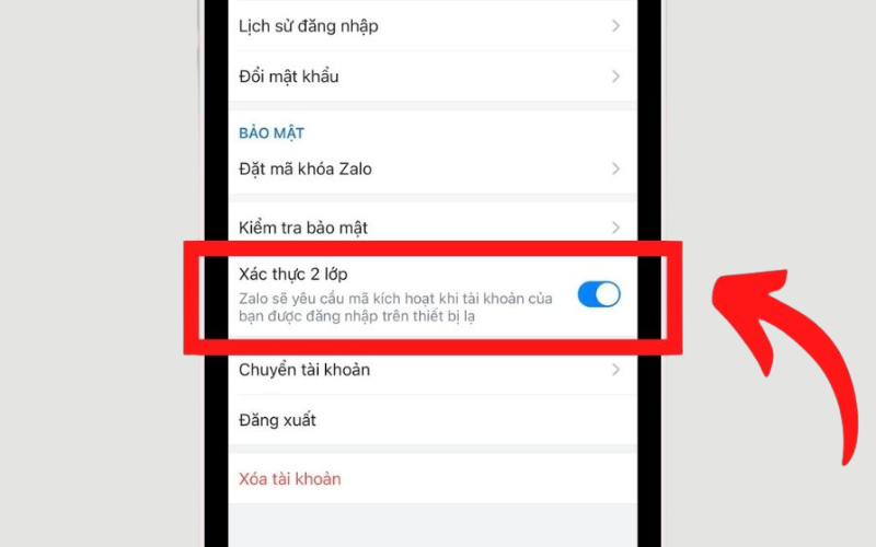 Bật xác thực hai yếu tố nếu Zalo hỗ trợ để tăng bảo mật