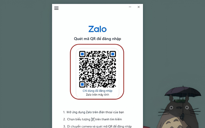 Quét mã QR trên màn hình để đăng nhập