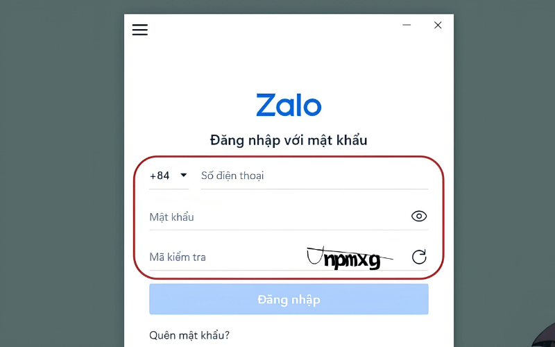 Nhập số điện thoại và mật khẩu để tiến hành đăng nhập