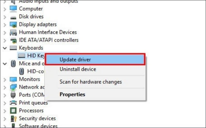 Kiểm tra và cập nhật Driver bàn phím