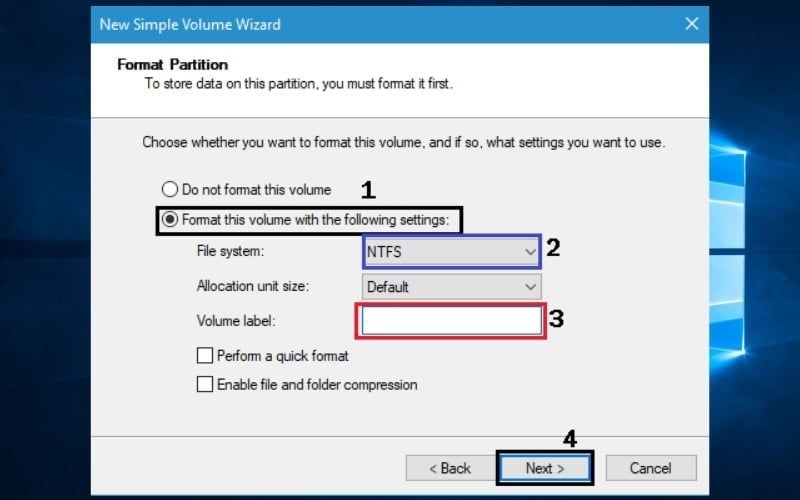 Thiết lập theo hướng dẫn rồi chọn Next và Finish để hoàn tất