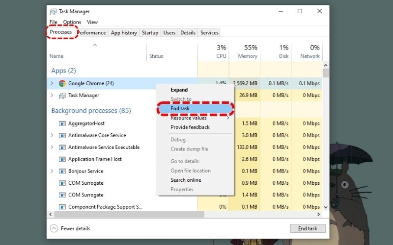 Tắt các ứng dụng và tiến trình không cần thiết trong Task Manager