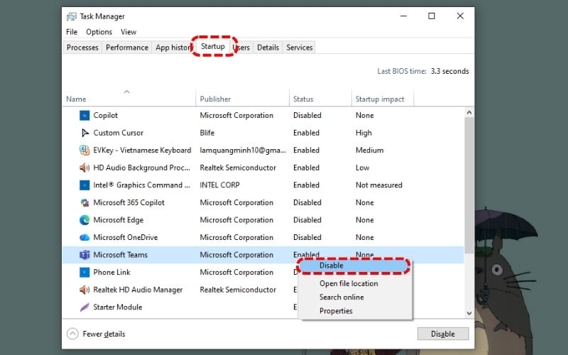 Vô hiệu hóa các chương trình khởi động cùng Windows