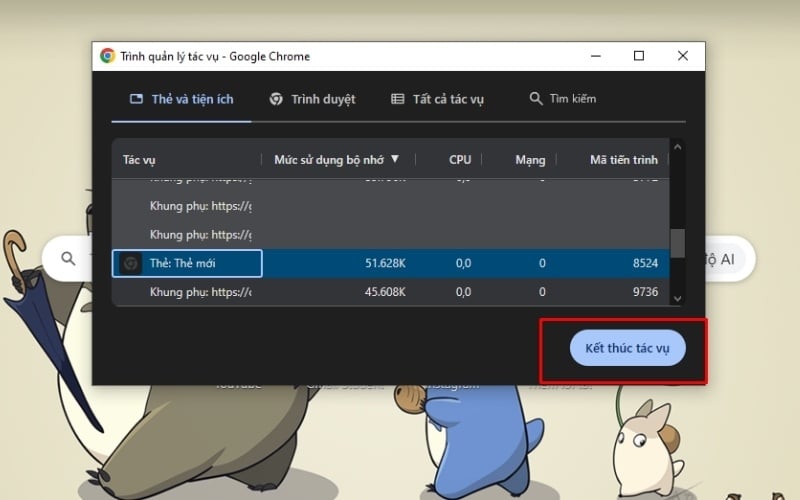 Sử dụng Trình quản lý tác vụ tích hợp của Chrome