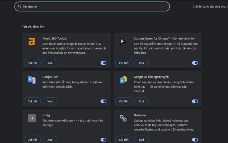 Quản lý và loại bỏ tiện ích mở rộng không cần thiết