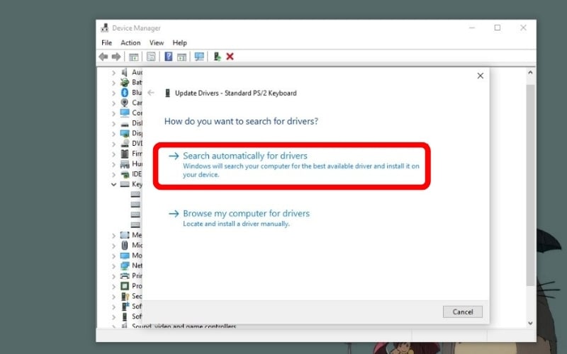 Chọn Search automatically for drivers&nbsp;để&nbsp;hệ thống tự động tìm và cập nhật phiên bản mới nhất