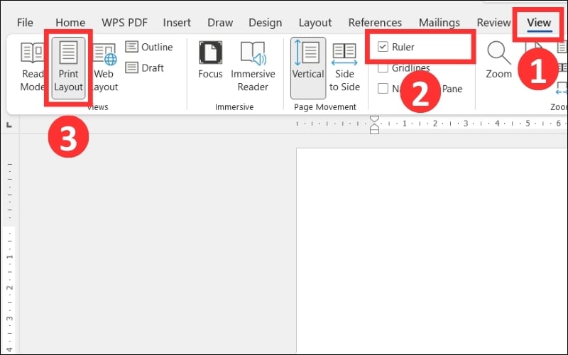 Bật thanh Ruler trên Word 2010–2013–2016–2019–2021–Microsoft 365
