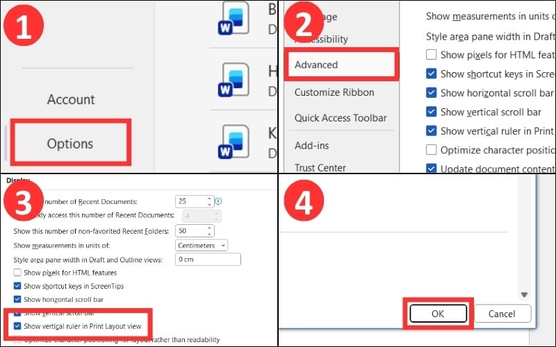 Cách hiện thước dọc vertical ruler nếu chỉ thấy thước ngang