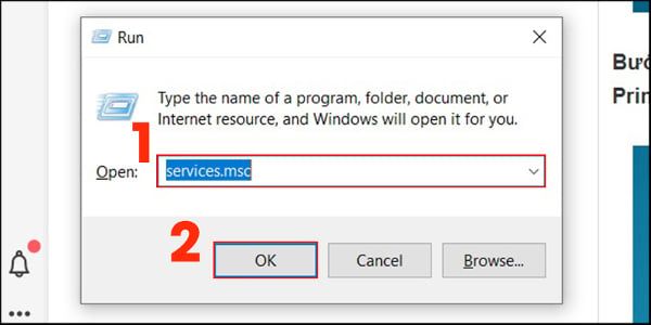 Cách hủy lệnh in bằng services.msc