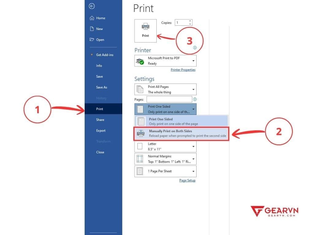 Cách in 2 mặt giấy file Word dành cho máy in hỗ trợ - GEARVN