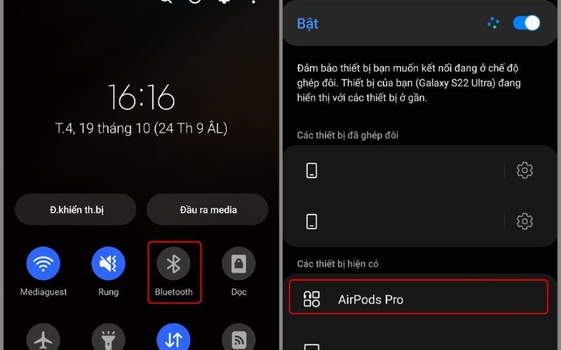 Quét tìm thiết bị trên điện thoại Android và nhấn vào tên AirPods để kết nối