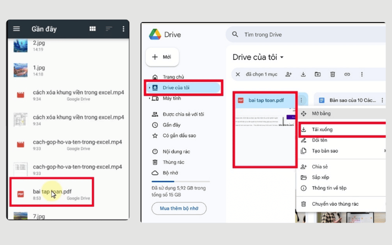 Tải file lên từ điện thoại, sau đó mở laptop để tải xuống