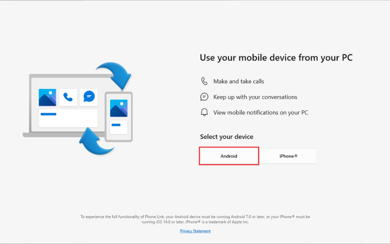 Cài đặt ứng dụng Phone Link về laptop