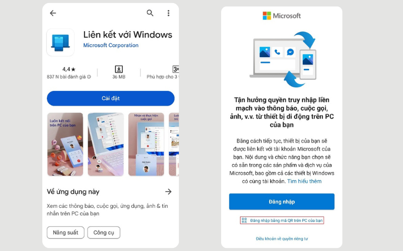 Đăng nhập tài khoản Microsoft hoặc quét mã QR theo hướng dẫn