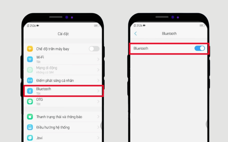 Bật Bluetooth và đưa 2 thiết bị vào trạng thái kết nối