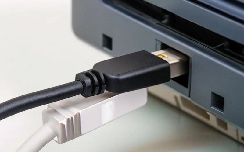 Kết nối máy in và laptop bằng cáp USB