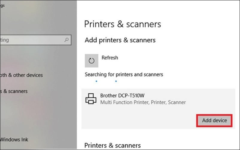 Chọn đúng model máy in và nhấn Add device
