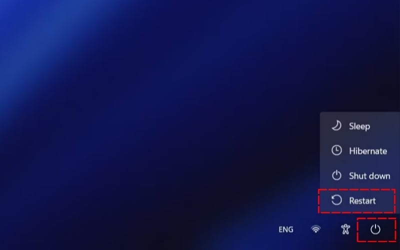 Khởi động lại từ màn hình đăng nhập