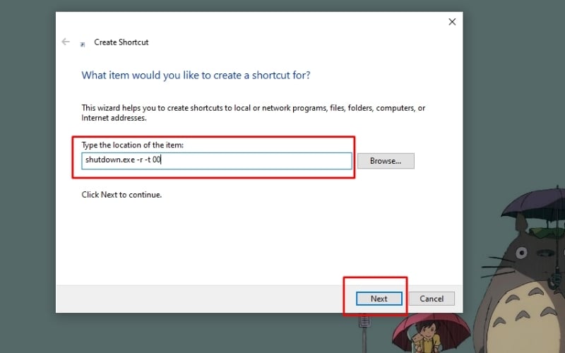 Tạo shortcut Restart trên Desktop