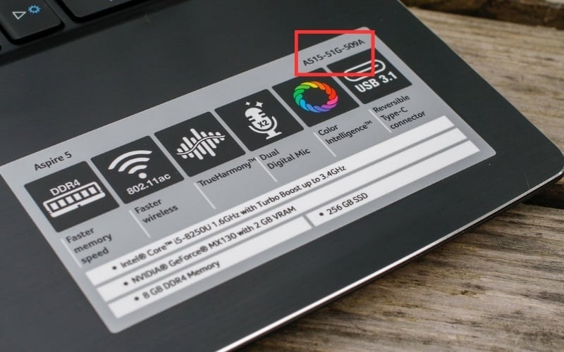 Kiểm tra đời máy Acer qua tem cấu hình cạch Touchpad Acer
